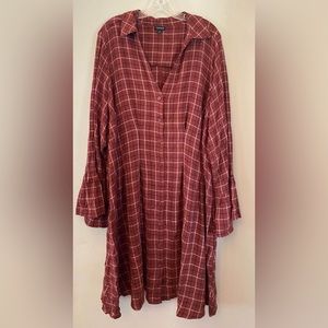 3x Torrif Rust Plaid Tunic/Dress w/Bell Sleeves